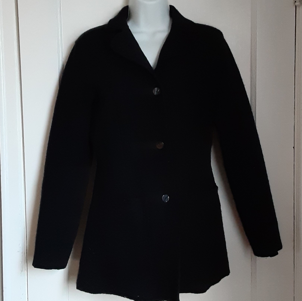 Herman Geist black 100% wool peacoat size small